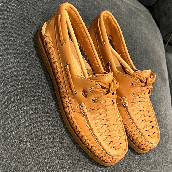 Sperry Brown Loafers 2 eye woven boat shoes new in box - Picture 5 of 10